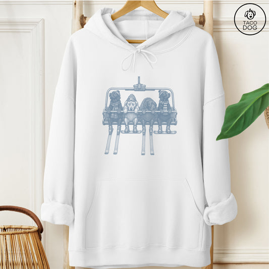 Labrador Chair Lift Hoodie White Taco-Dog