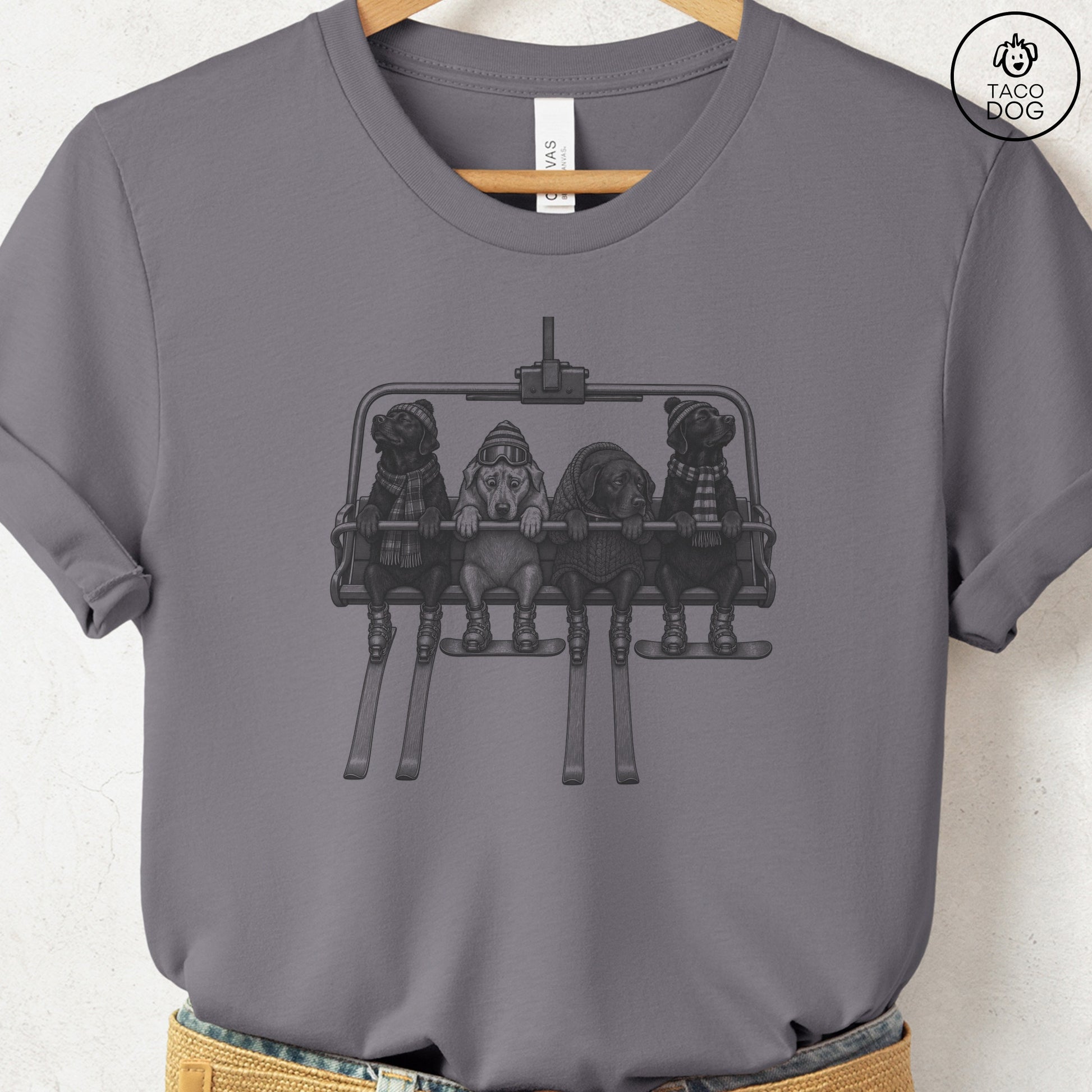 Labrador Chair Lift T-Shirt Storm Taco-Dog