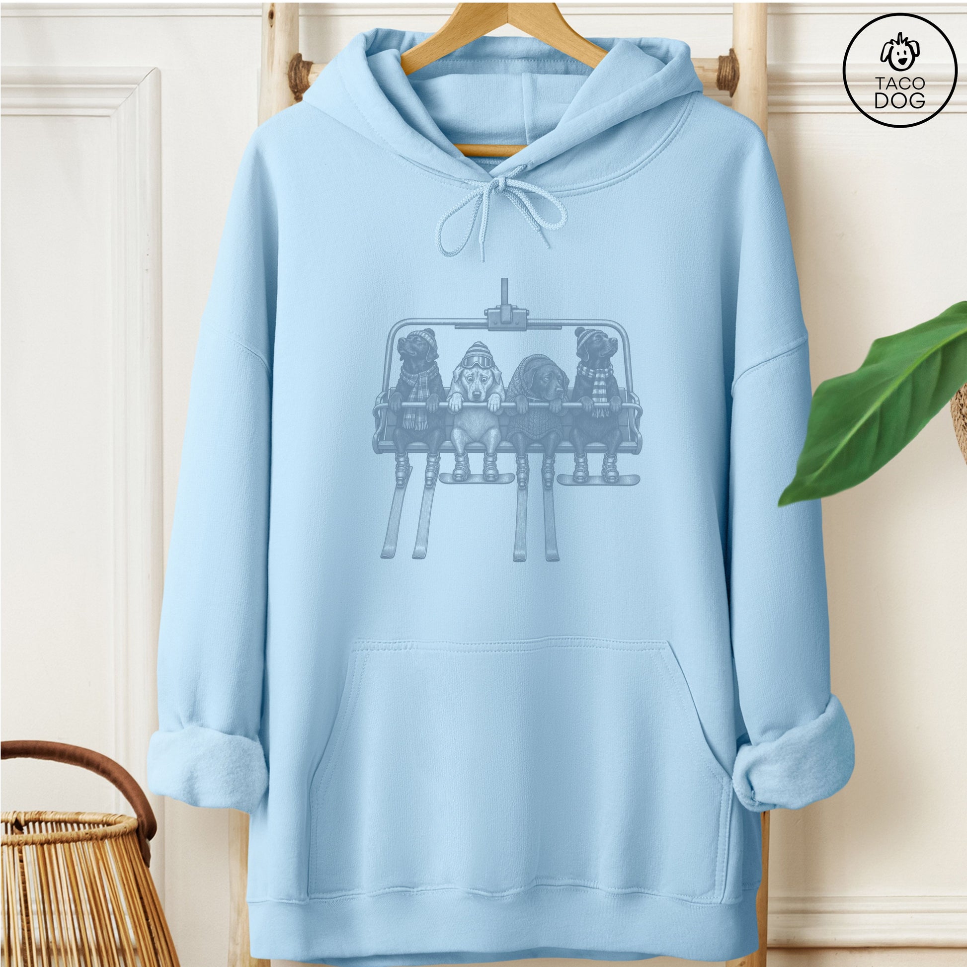 Labrador Chair Lift Hoodie Light Blue Taco-Dog