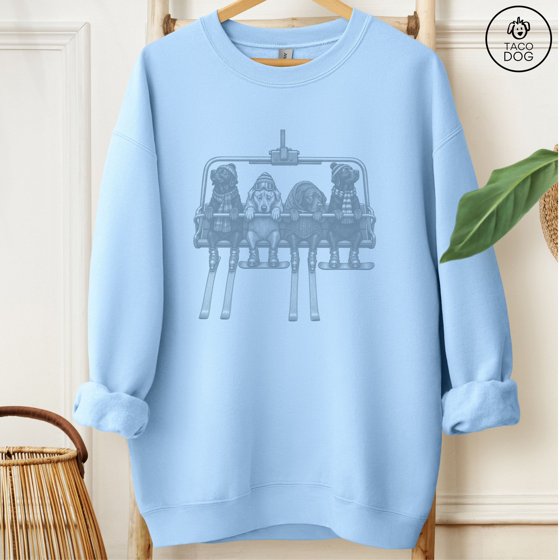 Labrador Chair Lift Sweatshirt Light Blue Taco-Dog
