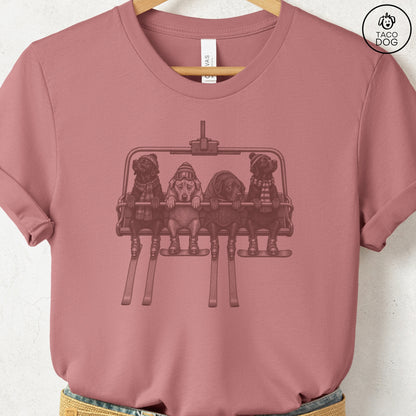 Labrador Chair Lift T-Shirt Heather Mauve Taco-Dog