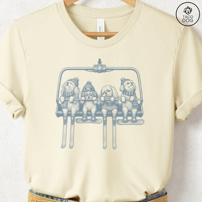 Maltese Chair Lift T-Shirt Natural Taco-Dog