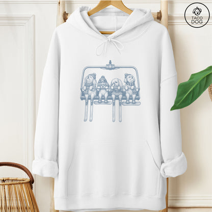 Maltese Chair Lift Hoodie White Taco-Dog