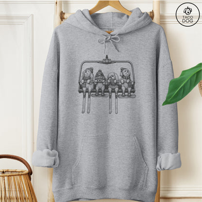 Maltese Chair Lift Hoodie Graphite Heather Taco-Dog