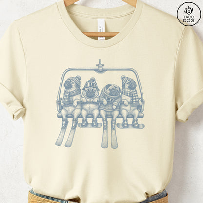 Pug Chair Lift T-Shirt Natural Taco-Dog