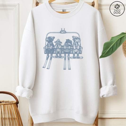Schnauzer Chair Lift Sweatshirt White Taco-Dog