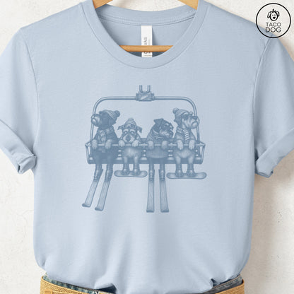 Schnauzer Chair Lift T-Shirt Light Blue Taco-Dog
