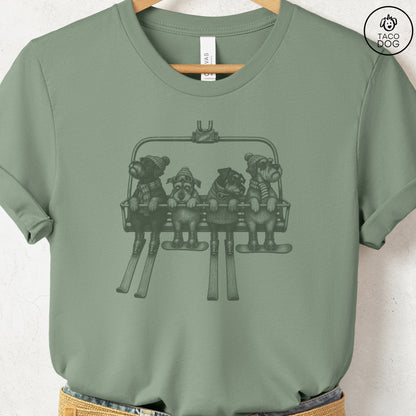 Schnauzer Chair Lift T-Shirt Sage Taco-Dog