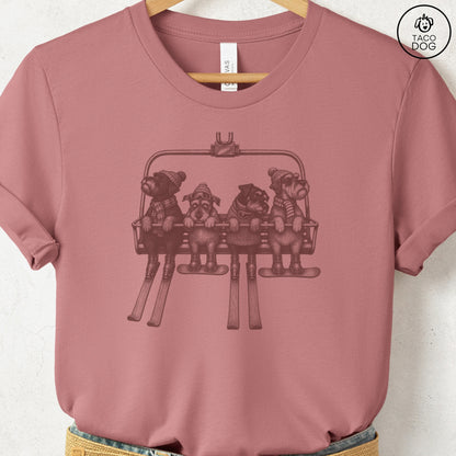 Schnauzer Chair Lift T-Shirt Heather Mauve Taco-Dog