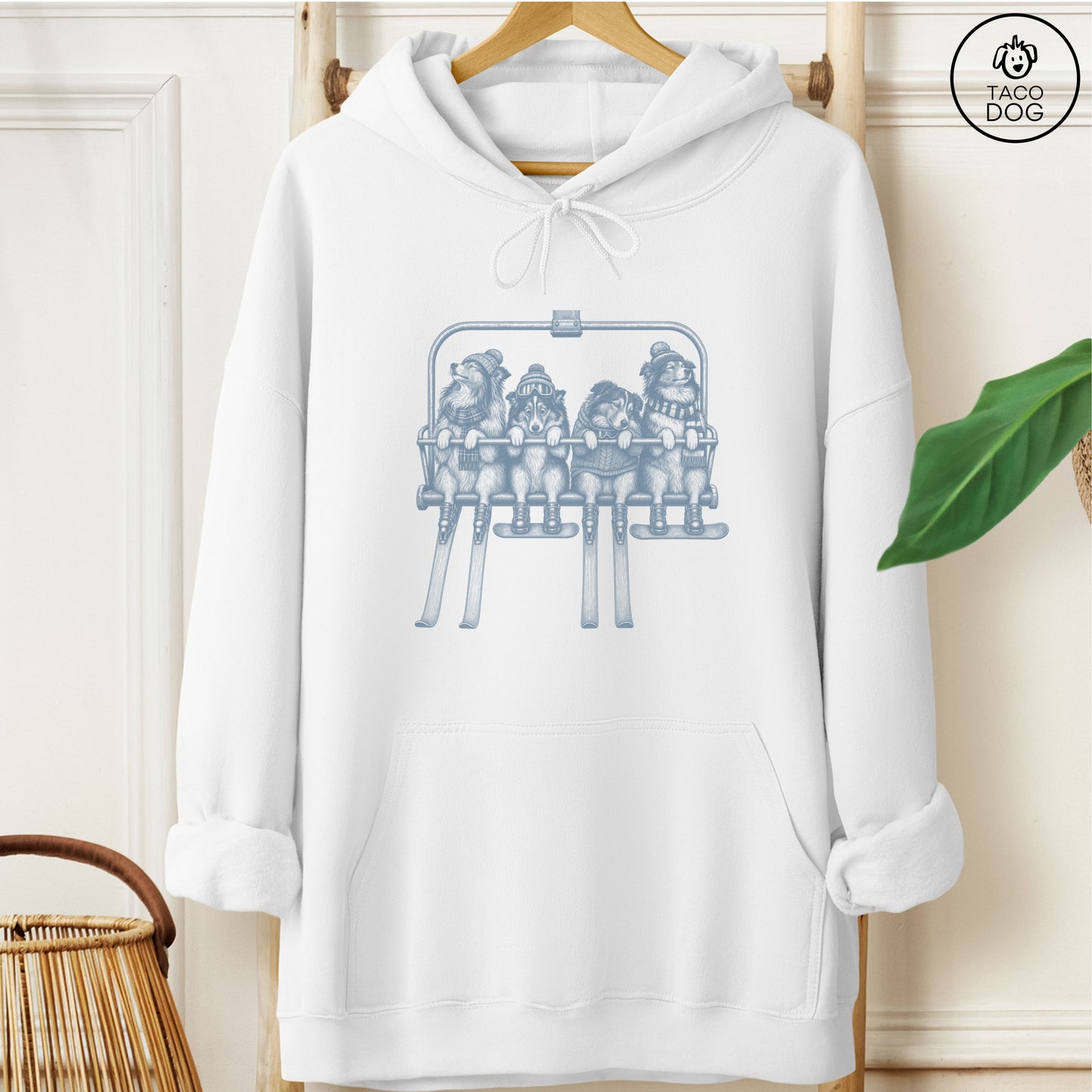 Shetland Sheepdog Chair Lift Hoodie White Taco-Dog