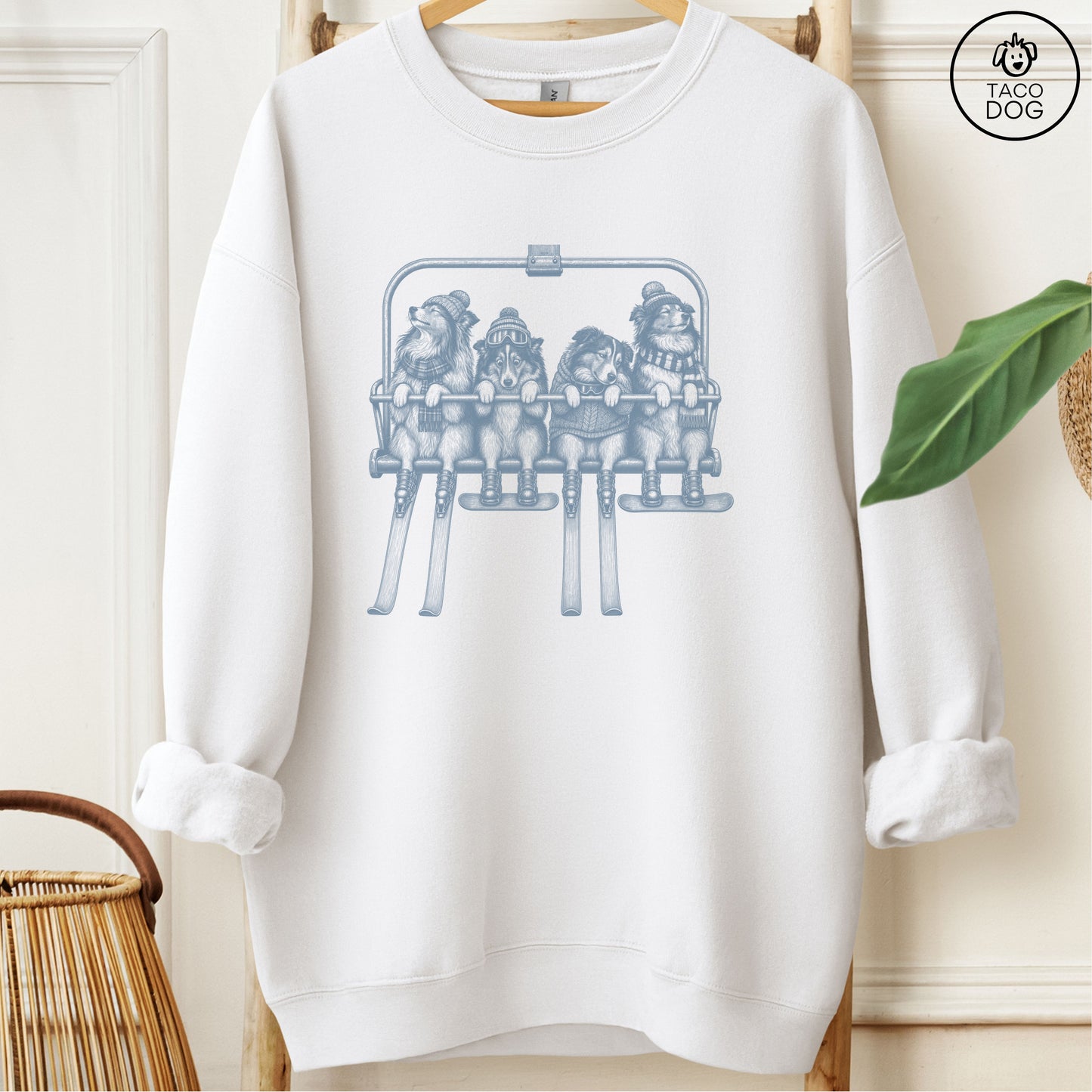 Shetland Sheepdog Chair Lift Sweatshirt White Taco-Dog