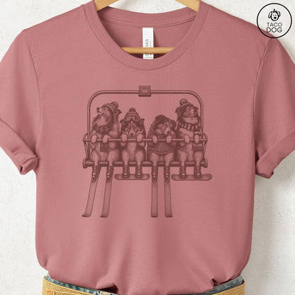 Shetland Sheepdog Chair Lift T-Shirt Heather Mauve Taco-Dog