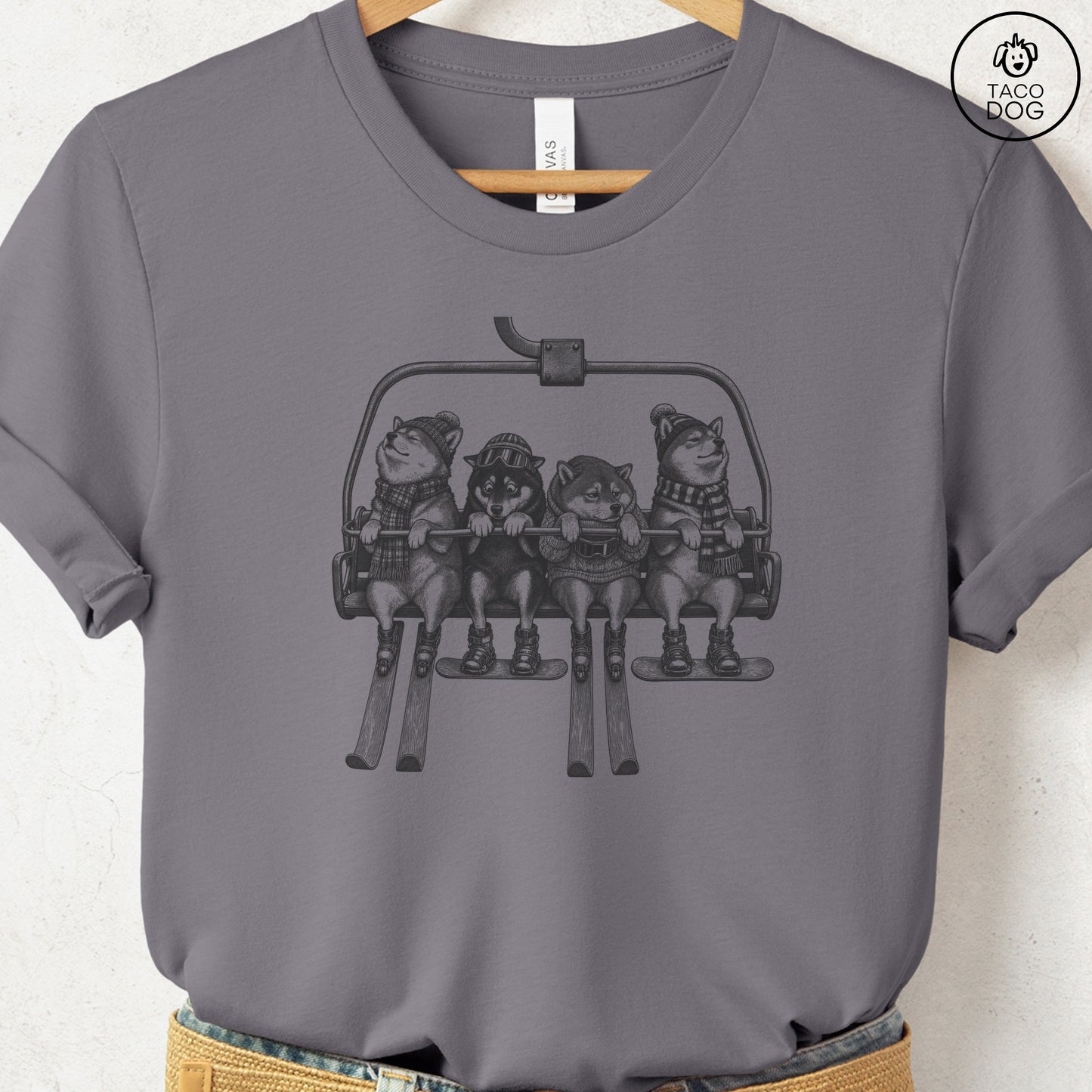 Shiba Inu Chair Lift T-Shirt Storm Taco-Dog