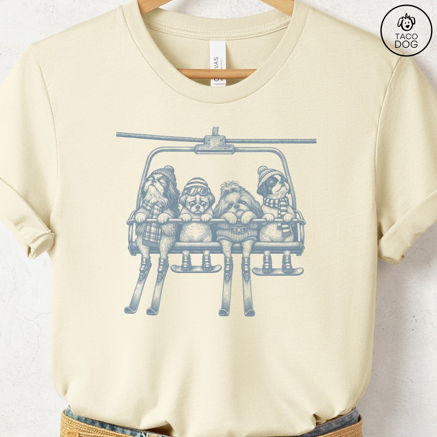 Shih Tzu Chair Lift T-Shirt Natural Taco-Dog