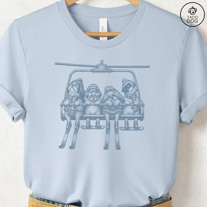 Shih Tzu Chair Lift T-Shirt Light Blue Taco-Dog