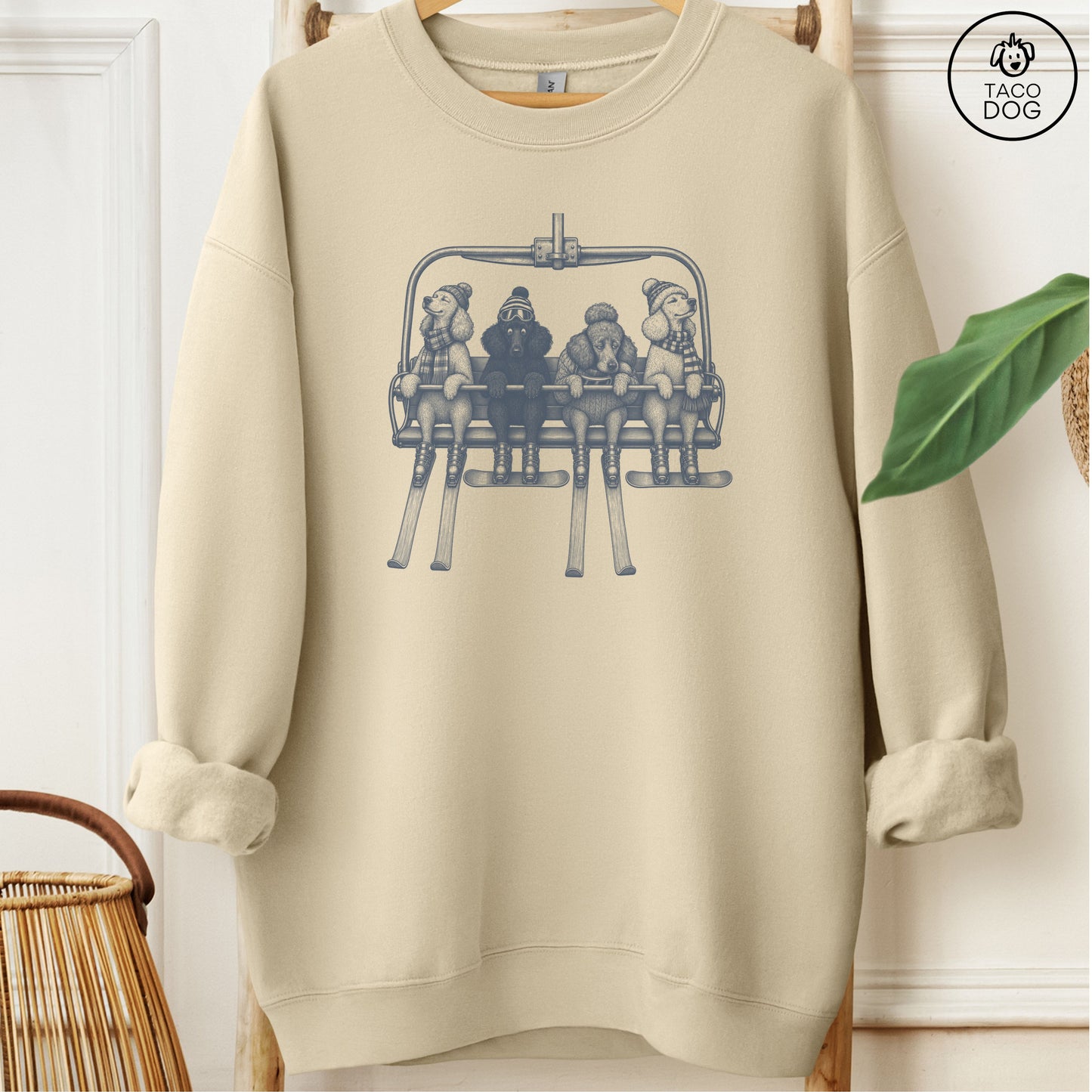 Poodle Chair Lift Sweatshirt Sand Taco-Dog