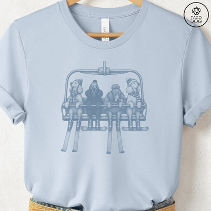 Poodle Chair Lift T-Shirt Light Blue Taco-Dog