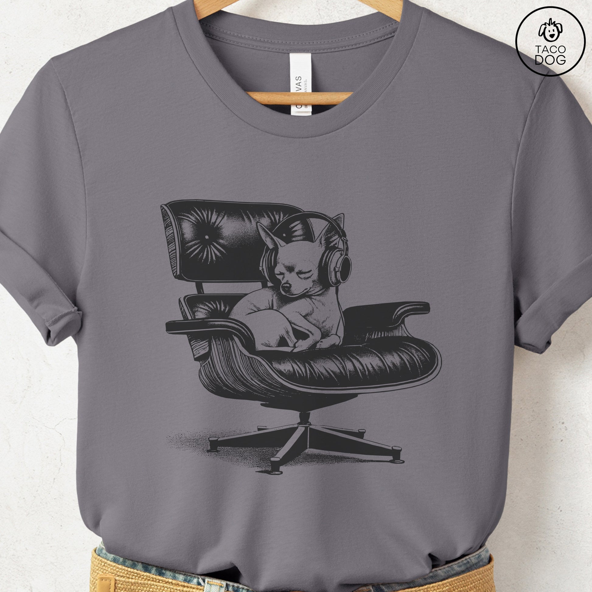 Chihuahua Eames Headphones T-Shirt Storm XS Taco-Dog