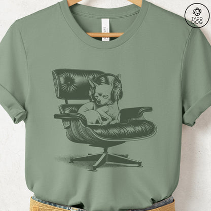 Chihuahua Eames Headphones T-Shirt Sage XS Taco-Dog