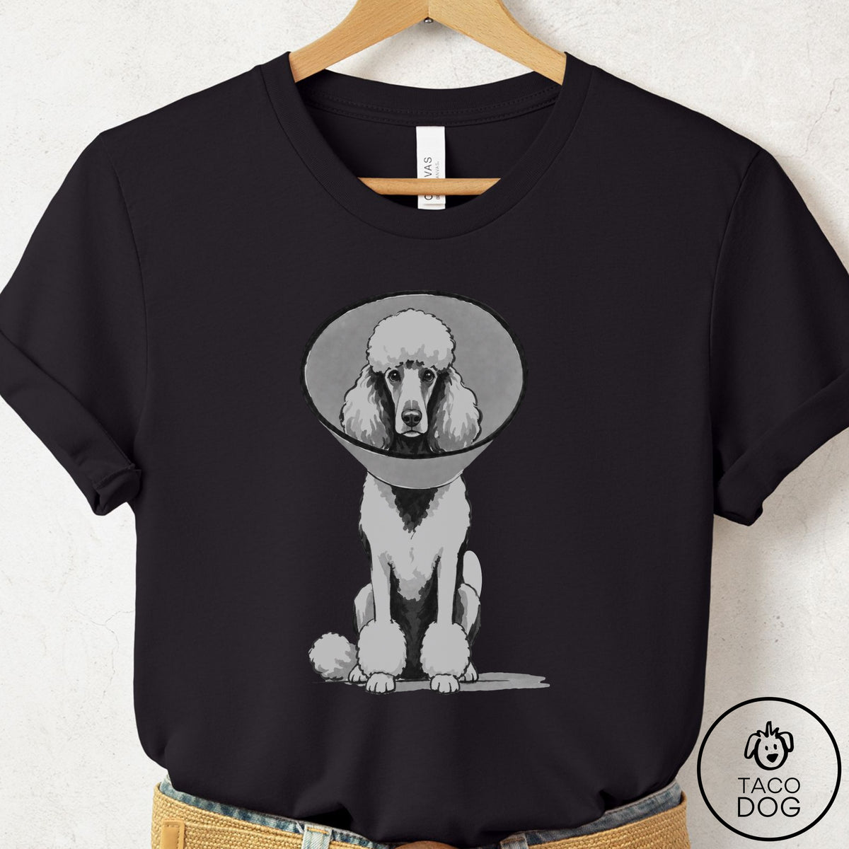 Poodle Cone T-Shirt Black Taco-Dog