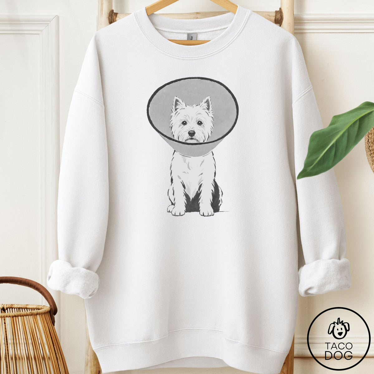 Westie Cone Sweatshirt White Taco-Dog