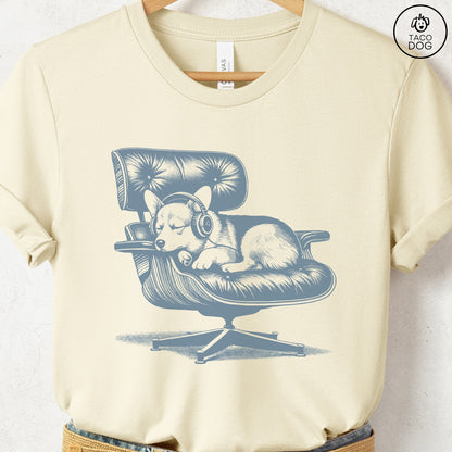 Corgi Eames Headphones T-Shirt Natural XS Taco-Dog