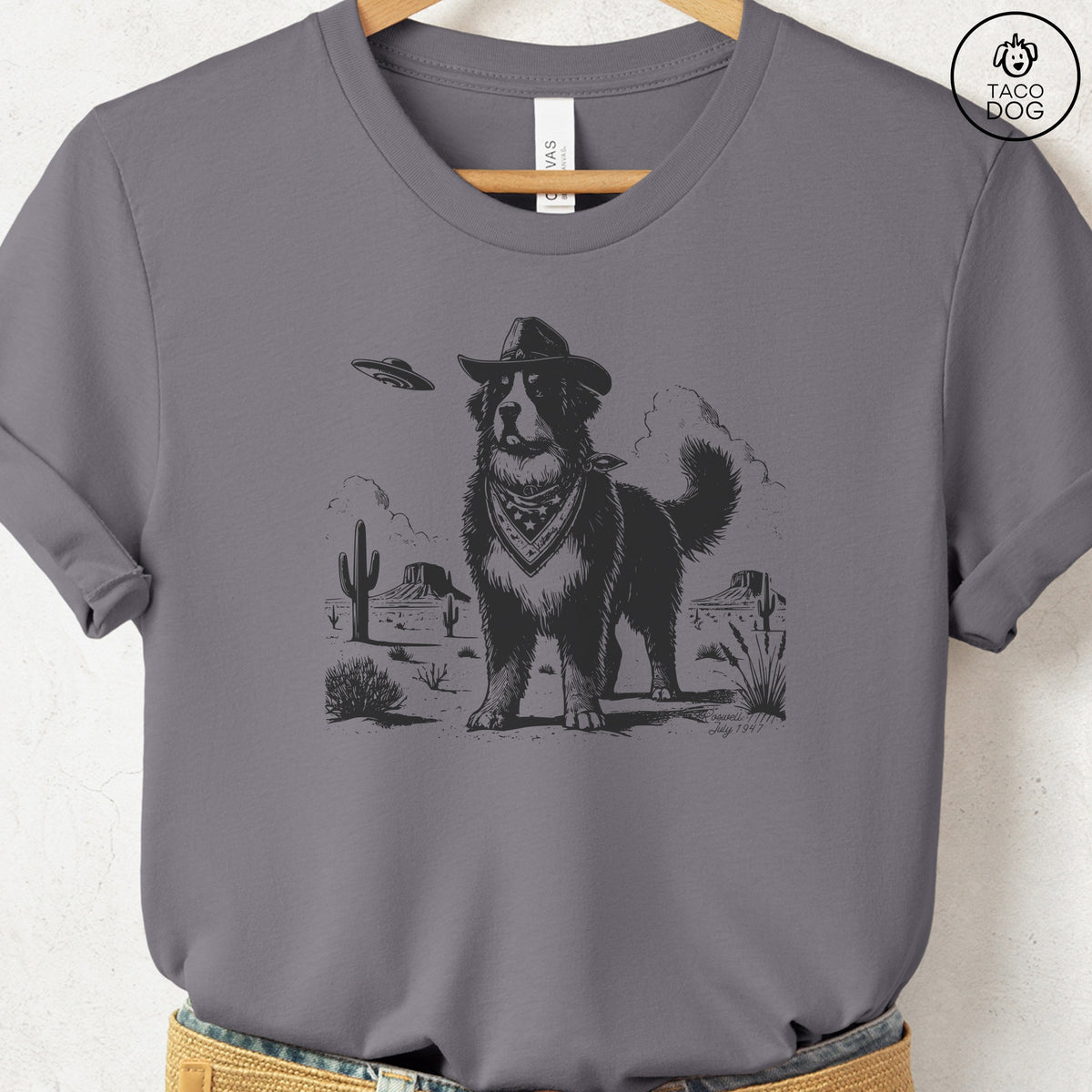 Bernese Mountain Dog Cowboy UFO T-Shirt Storm Taco-Dog