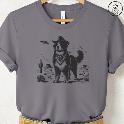 Bernese Mountain Dog Cowboy UFO T-Shirt Storm Taco-Dog