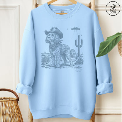 Cavapoo Cowboy UFO Sweatshirt Light Blue Taco-Dog