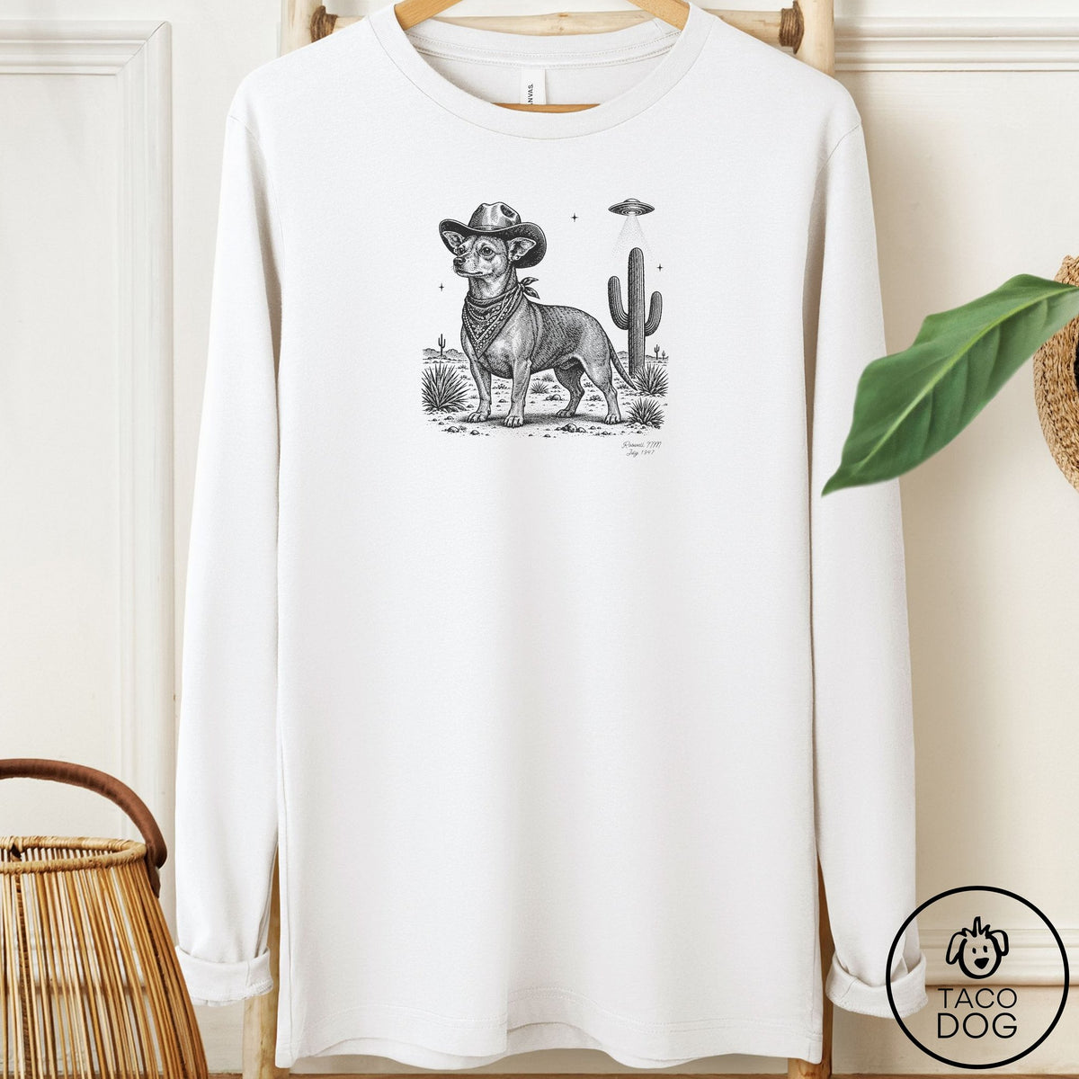 Chiweenie Cowboy UFO Long Sleeve Tee