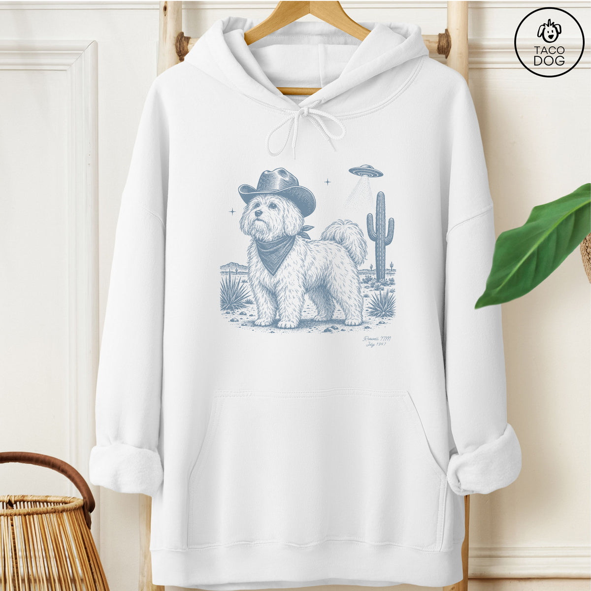 Coton De Tulear Cowboy UFO Hoodie White Taco-Dog