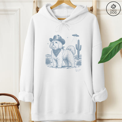 Coton De Tulear Cowboy UFO Hoodie White Taco-Dog