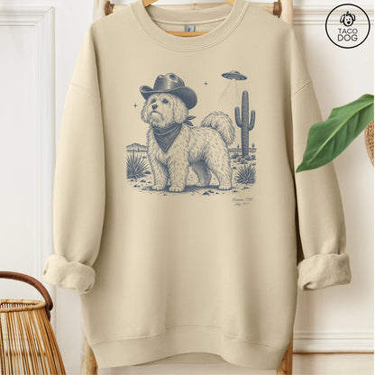 Coton De Tulear Cowboy UFO Sweatshirt Sand Taco-Dog