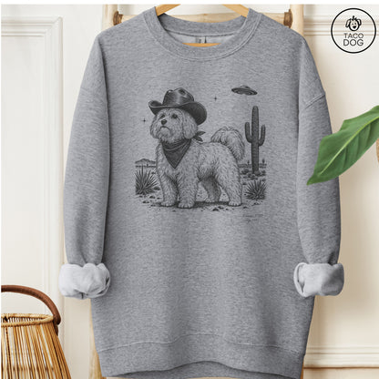 Coton De Tulear Cowboy UFO Sweatshirt Graphite Heather Taco-Dog