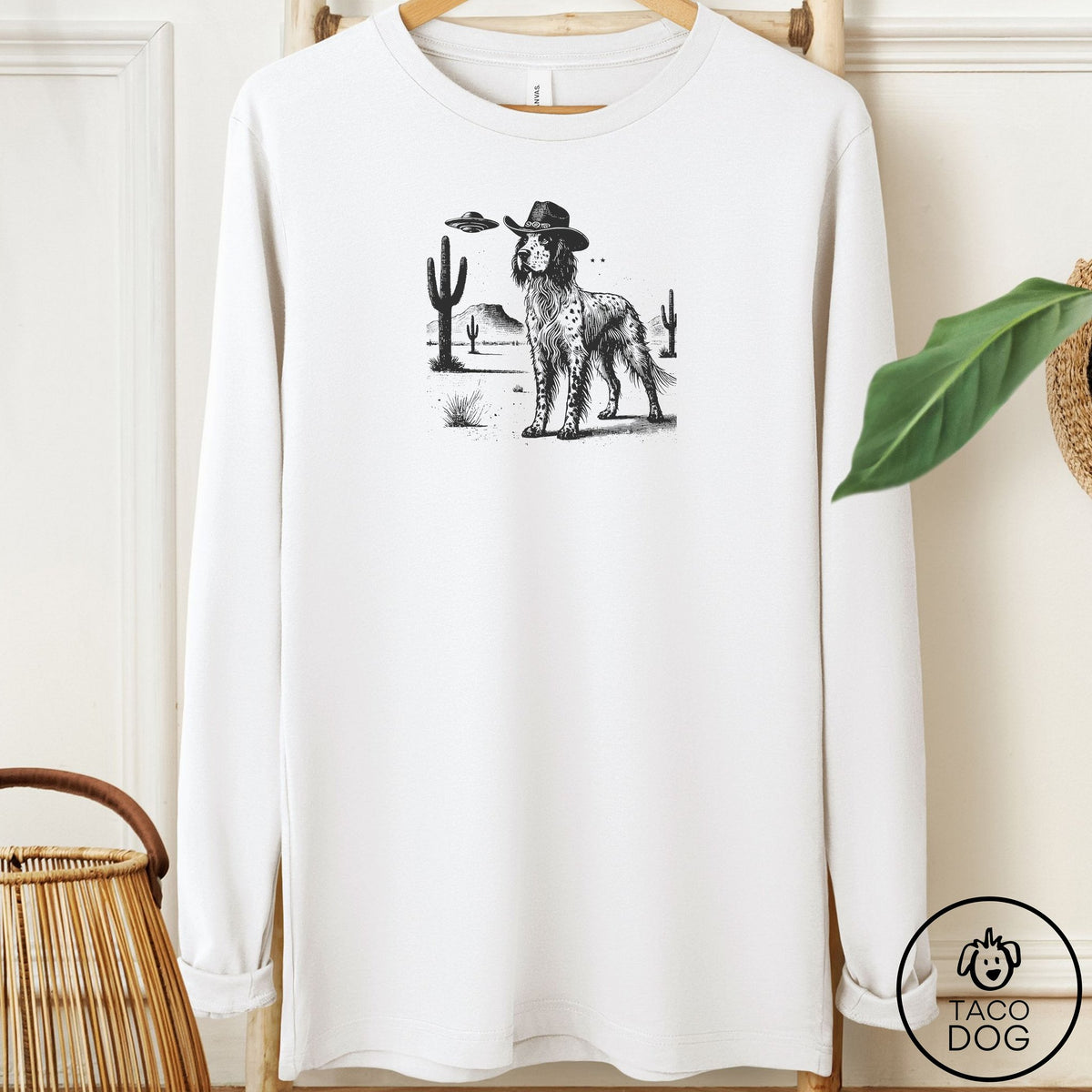 English Setter Cowboy UFO Long Sleeve Tee