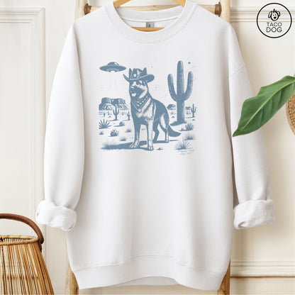 German Shepherd Cowboy UFO Sweatshirt White Taco-Dog