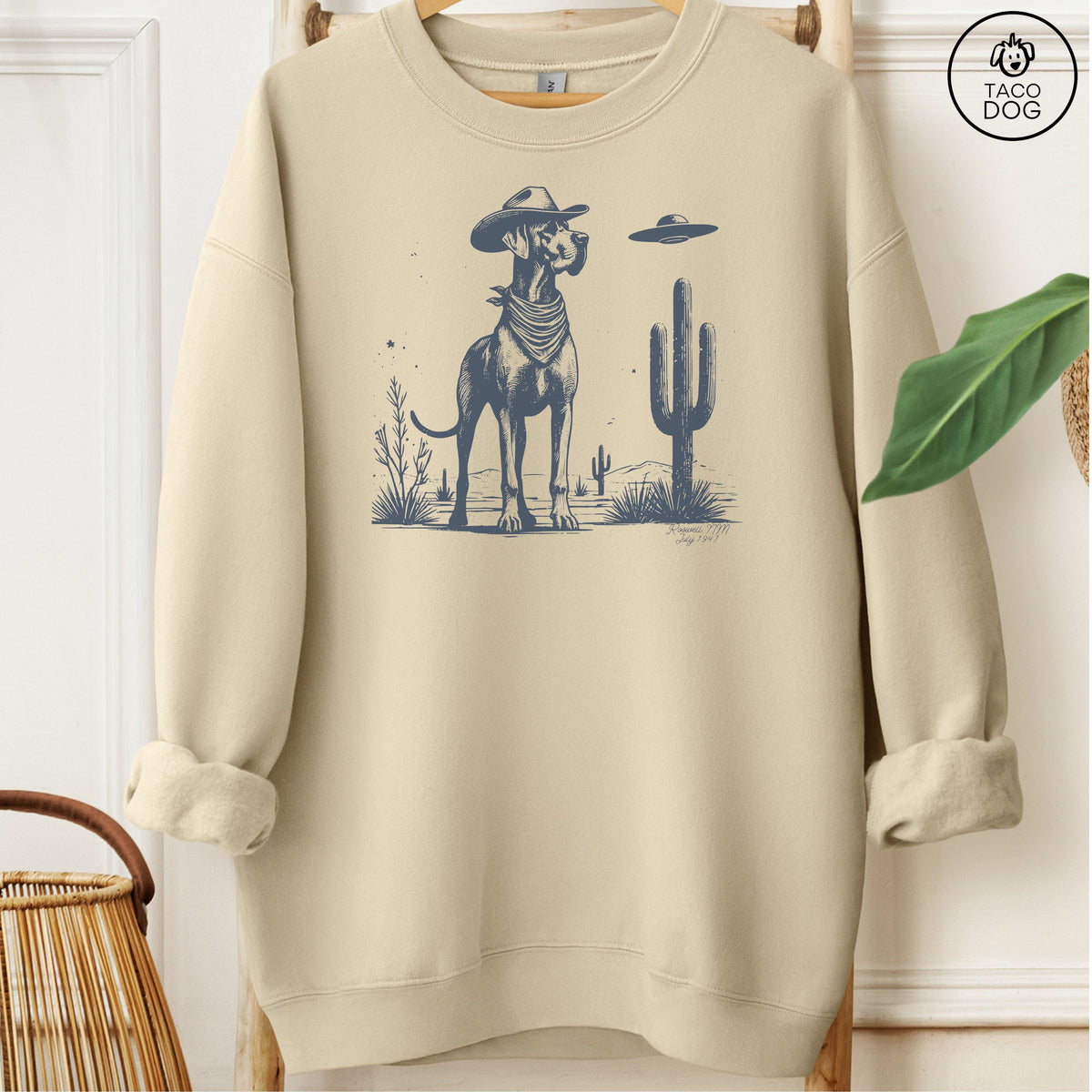 Great Dane Cowboy UFO Sweatshirt Sand Taco-Dog