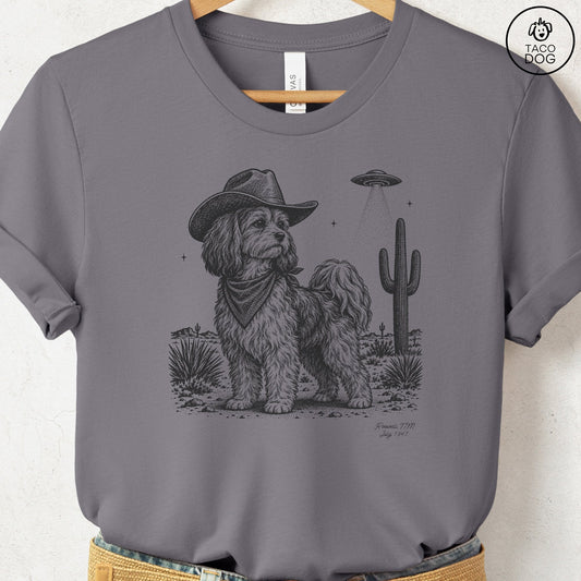 Havanese Cowboy UFO T-Shirt Storm Taco-Dog