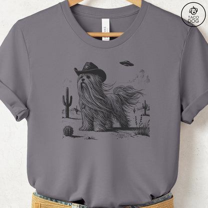Maltese Cowboy UFO T-Shirt Storm Taco-Dog