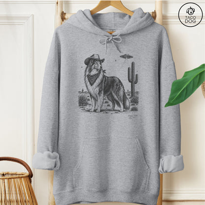 Rough Collie Cowboy UFO Hoodie