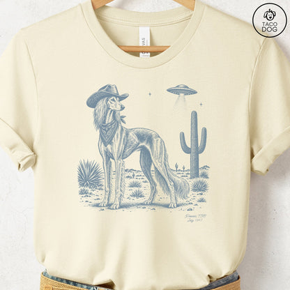 Saluki Cowboy UFO T-Shirt Natural Taco-Dog