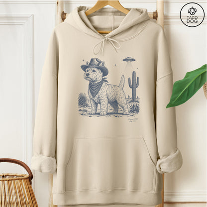 Westie Cowboy UFO Hoodie Sand Taco-Dog