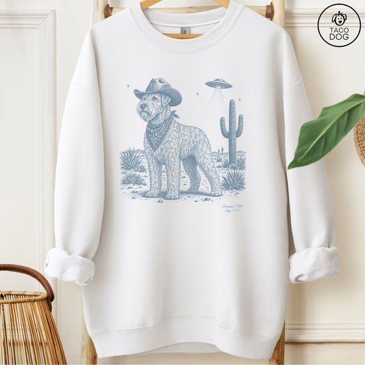 Wheaten Terrier Cowboy UFO Sweatshirt White Taco-Dog
