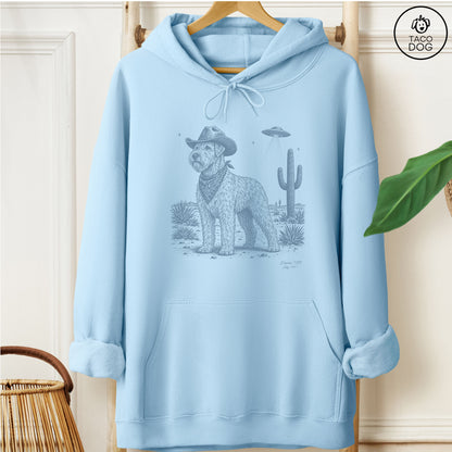 Wheaten Terrier Cowboy UFO Hoodie Light Blue Taco-Dog