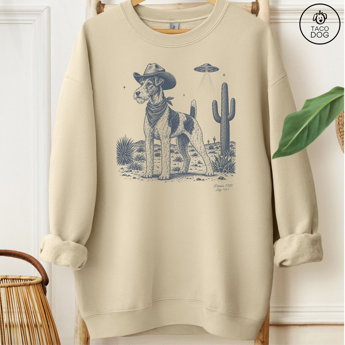 Wire Fox Terrier Cowboy UFO Sweatshirt