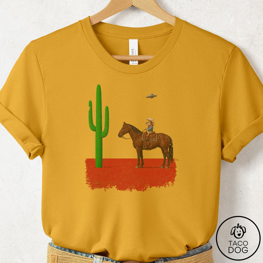 Chihuahua Cowboy Cactus T-Shirt Mustard Taco-Dog