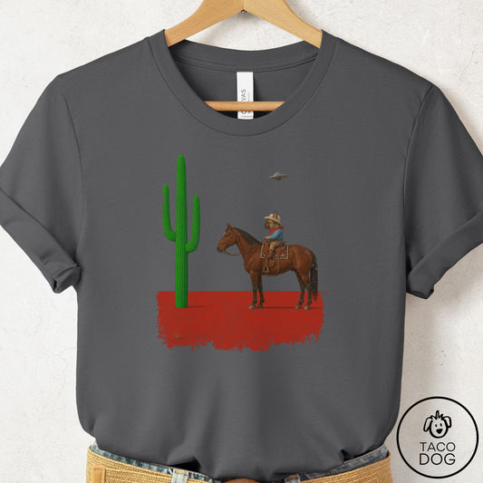 French Bulldog Frenchie Cowboy Cactus T-Shirt Asphalt Taco-Dog
