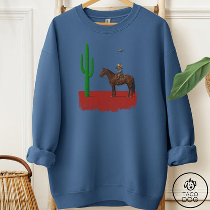 French Bulldog Frenchie Cowboy Cactus Sweatshirt Indigo Blue Taco-Dog