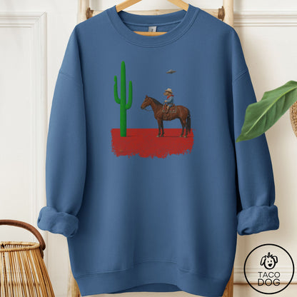 Pitbull Cowboy Cactus Sweatshirt Indigo Blue Taco-Dog