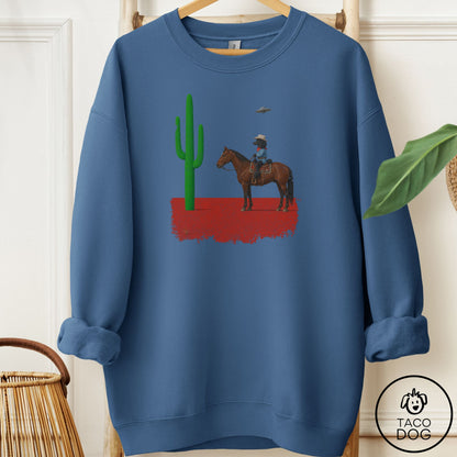 Poodle Cowboy Cactus Sweatshirt Indigo Blue Taco-Dog